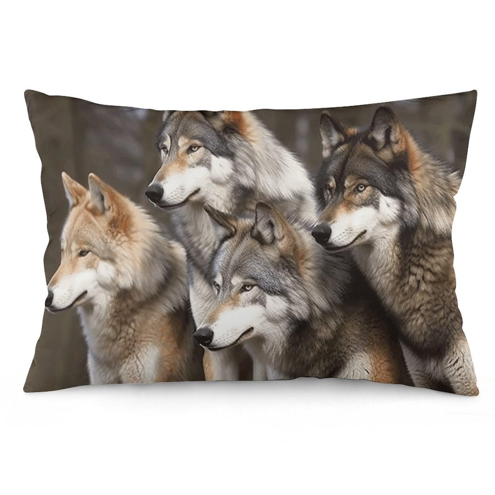 NTVOWPZO 2 Pack Decoration Throw Pillow Covers 12 "x20 Pillowcases Covers Different Colored Wolves Pillowcases Modern Farmhouse Home Decor Sofa Cushions Covers for Couch Bed Living Room