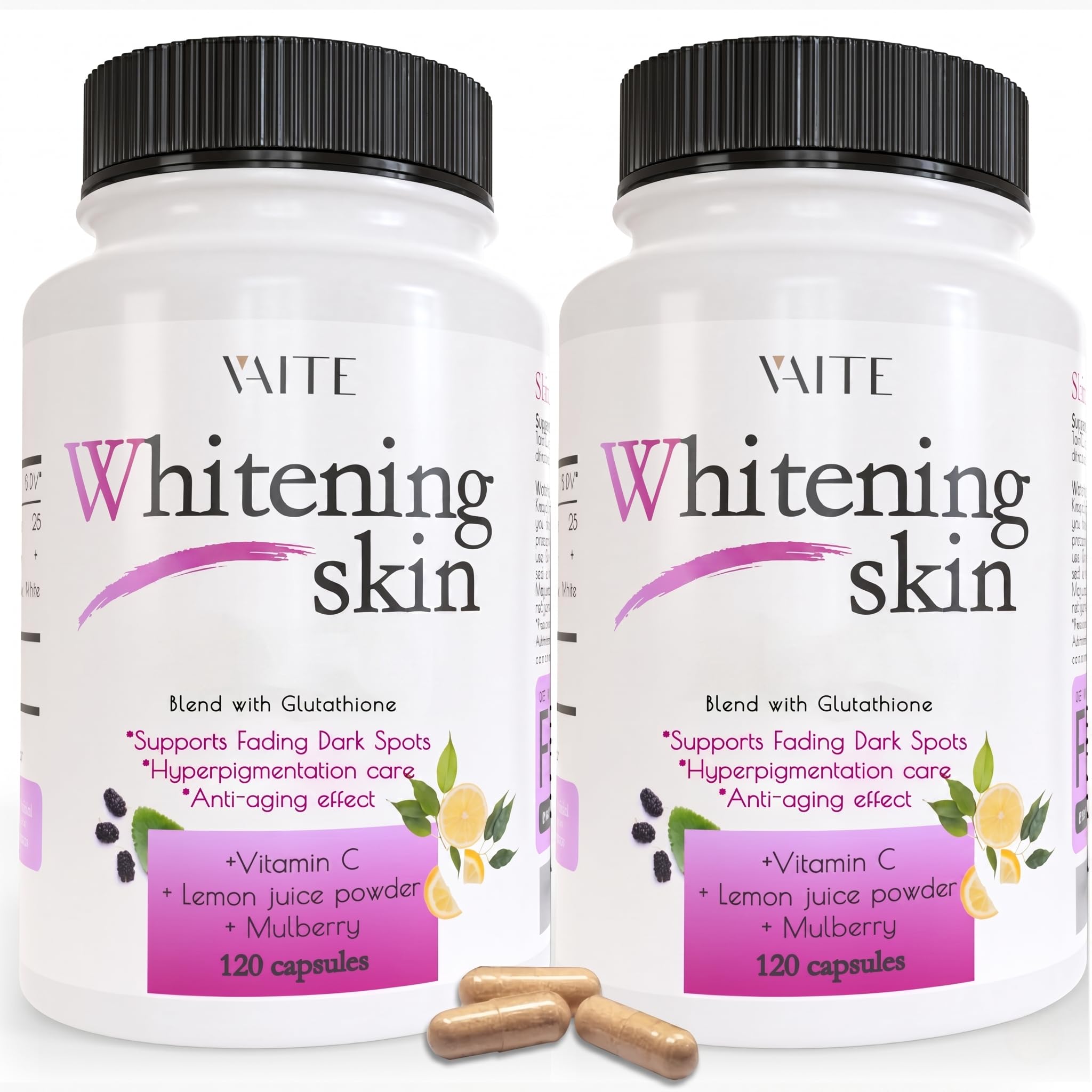 glutathion werking Glutathion-pillen – verwijderen van donkere vlekken en ackenarben – 90.000 – Veganistisch voedselspoelen met anti-aging- en antioxidatieve – 120 capsules Gezondheid en persoonlijke verzorging 2 Bottles Aqua Skin