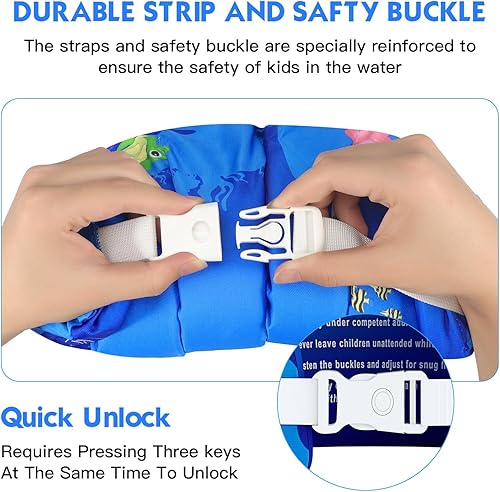 Miniatura 5 de Welebar Chaleco de natación para niños pequeños, apto para niños de 28 a 70 libras, flotadores para niños y niñas, ayuda de natación, entrenamiento,