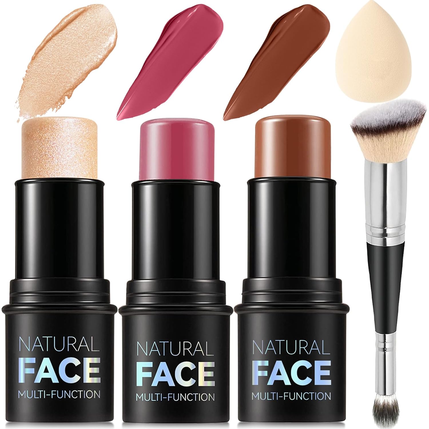 3Pcs Cream Contour Stick Makeup Kit, Shades with Highlighter,...