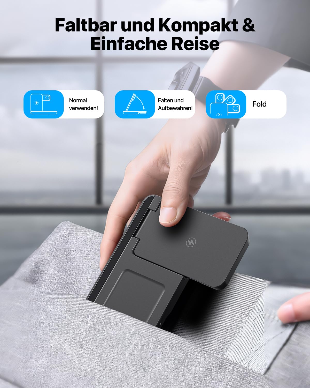 Induktive Ladestation für Apple Watch und iPhone, Kabelloses Ladegerät 3 in 1 Wireless Charger Kompatibel mit iPhone 16 15 14 13 12 MagSafe Gerät, Apple Watch Serie, AirP0ds Pro 3 2 (Weiß)