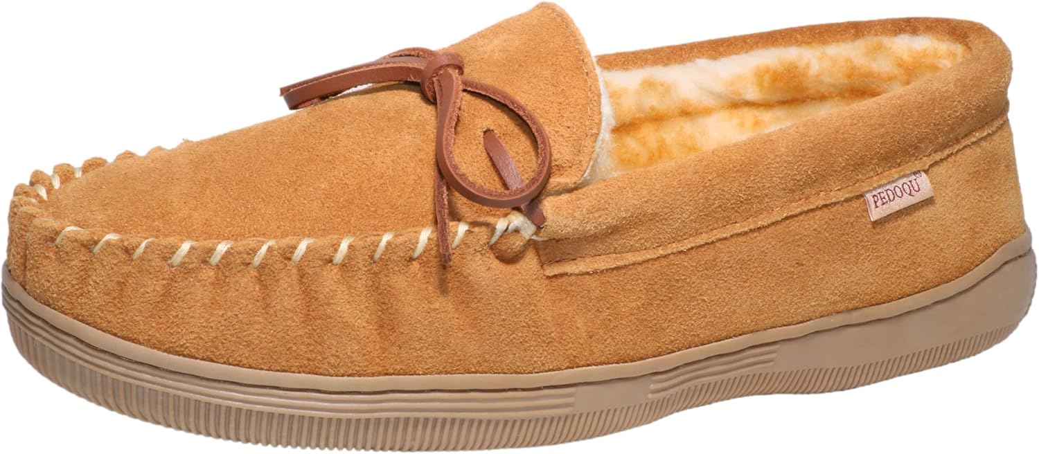 Men's Moccasin Slipper - Suede Upper Memory Foam