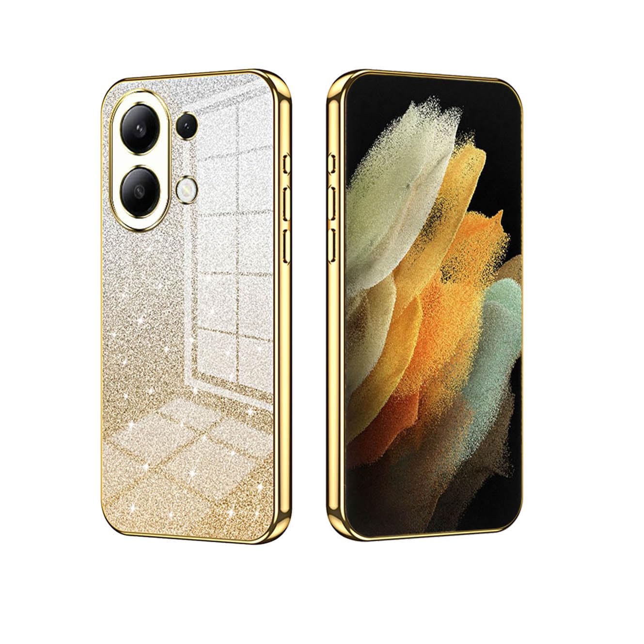 YUECXIN Case for Xiaomi Redmi Note 13 4G, Gradient Bling Shiny Cardstock Sparkle Design Soft TPU Silicone Cover