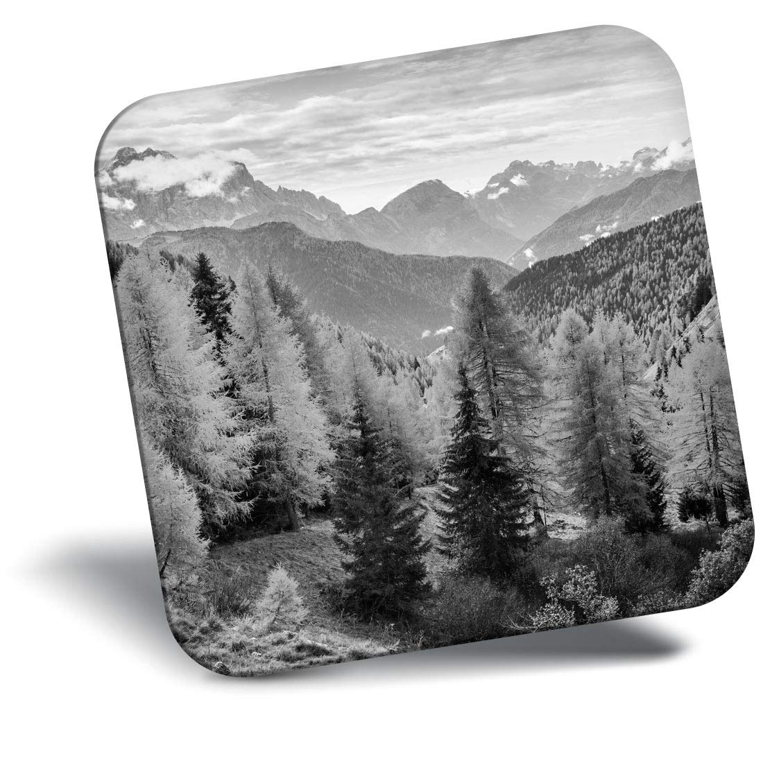 Destination Vinyl Ltd Fridge Magnet Bw - Italian Dolomite Mountains Italy Ski #42809