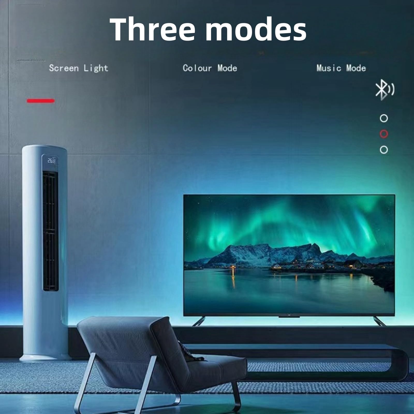 Tv Retroilluminazione A Led APP Streaming Striscia Luminosa Colorata Tv Retroilluminazione Sincronizzata Con Scree Tv Con Luce Dello Schermo Controllo Vocale Sincrono Luce Ambientale Di Fondo(75-85in)
