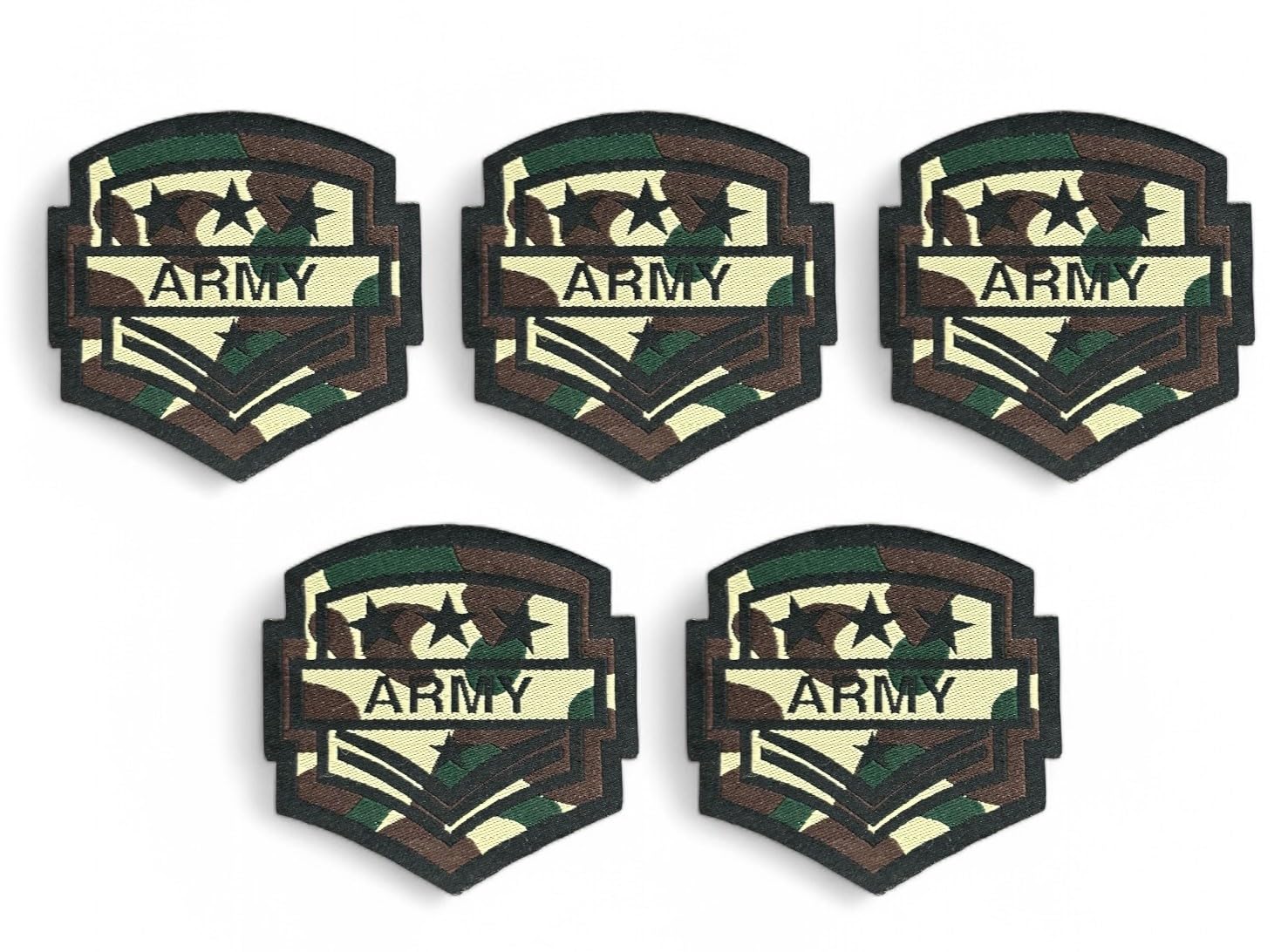 REENA Printed Sew on 5 Patches Combo Small for Clothes Jackets Pants Jeans Bags Boutique Multicolour Different Printed Stitching Patches (Combo of 5 Patches) (Army Green Brown)