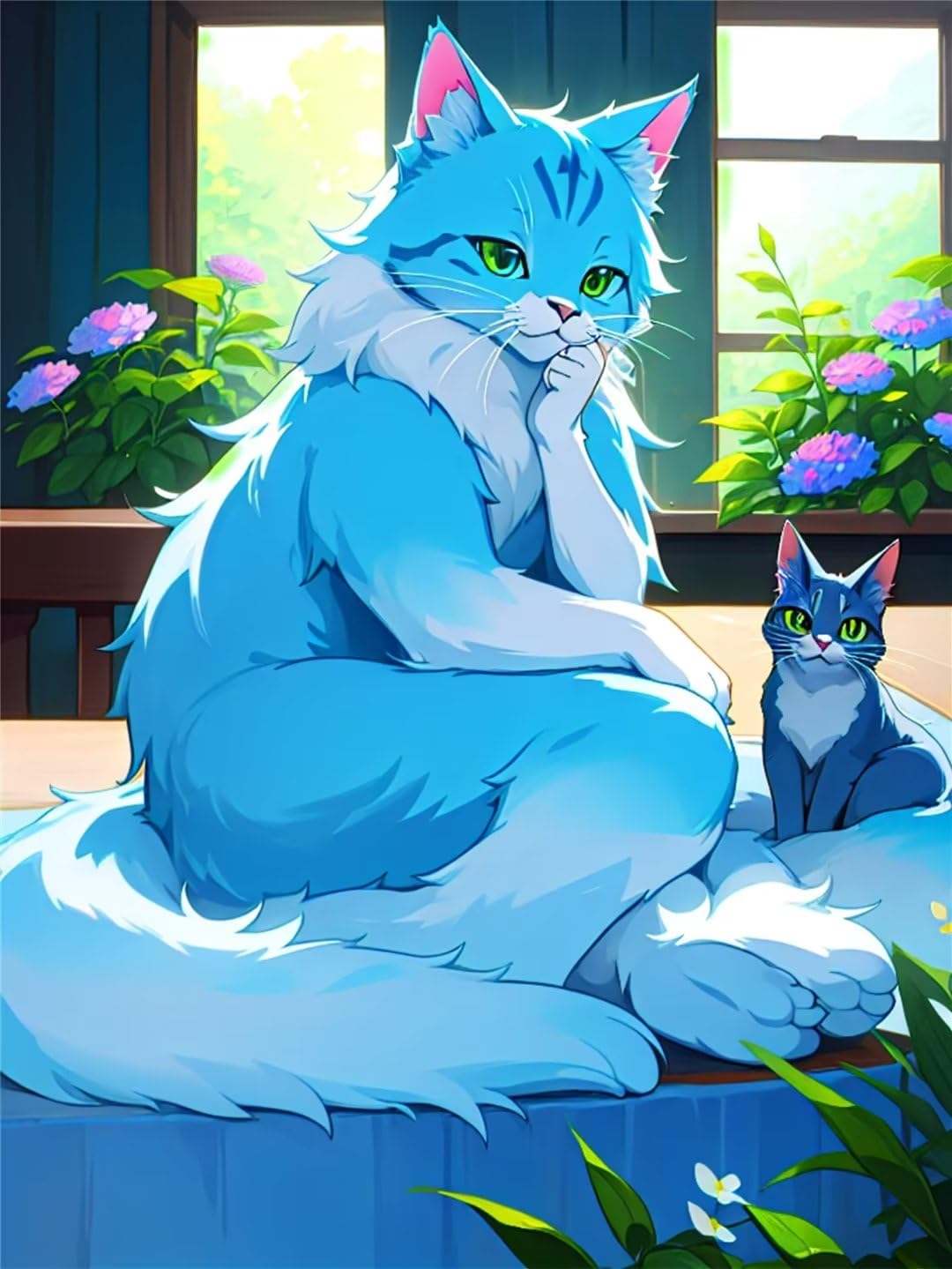 Peinture diamant chat bleu xxl pour décoration intérieure salon et loisirs créatifs