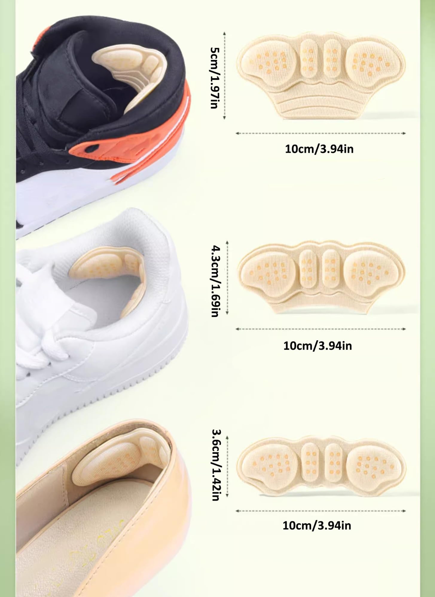 Fersenpolster Schuhe Fersenkissenpolster, Fersengriffeinsätze für lose Schuhe, verhindern Beschwerden und Verrutschen des Schuhs, verbessern die Passform des Schuhs (Color : Beige, Size : 20pcs-thic