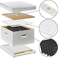 Vista 2 de Honey Keeper Kit de colmena de iniciación (1 cuerpo de colmena profunda) con suministros esenciales para principiantes Kit de herramientas