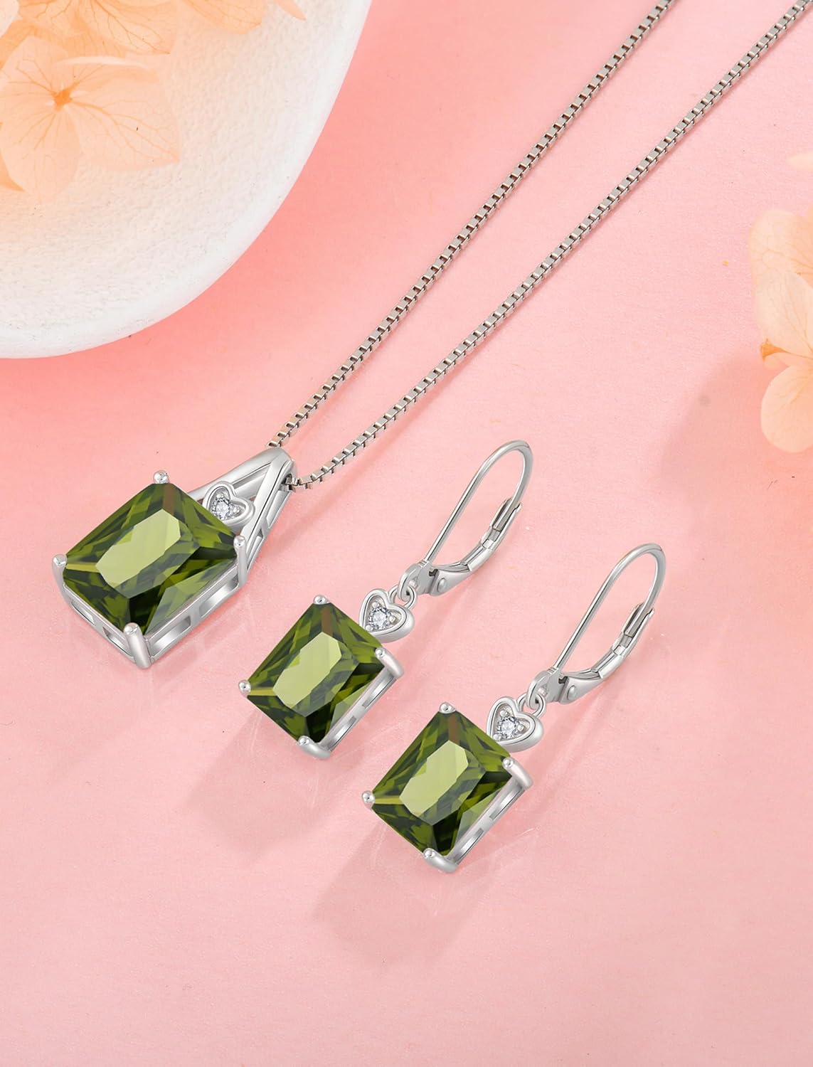 Dangle Drop Earrings 925 Sterling Silver Baguette Leverback Earrings Birthstone Jewelry for Women