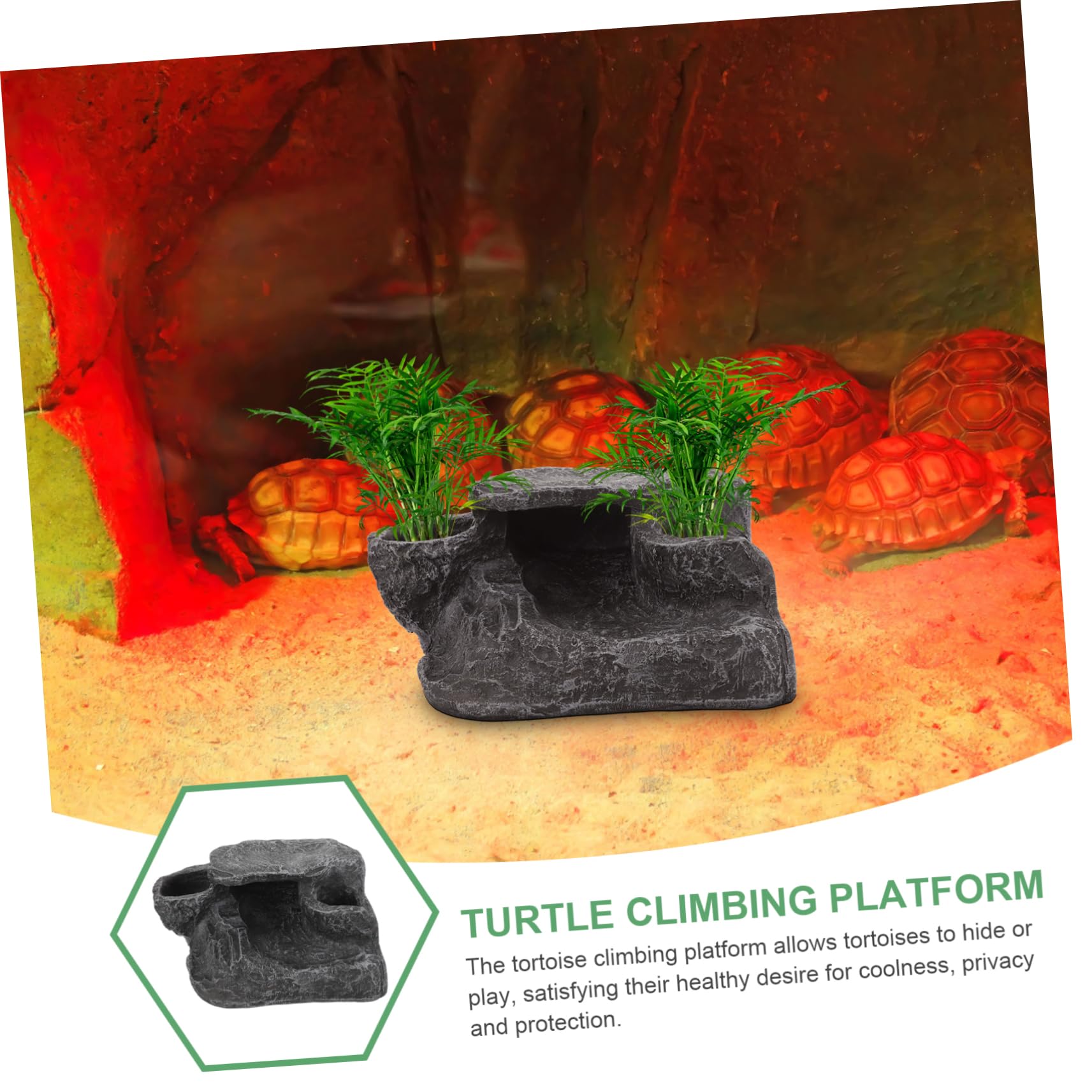Happyyami Plataforma De Basking para Tortugas De Decorativa Rampas Simuladas para Terrarios y Acuarios para Reptiles como Lagartos y Tortugas Multi-Funcional y Duradera