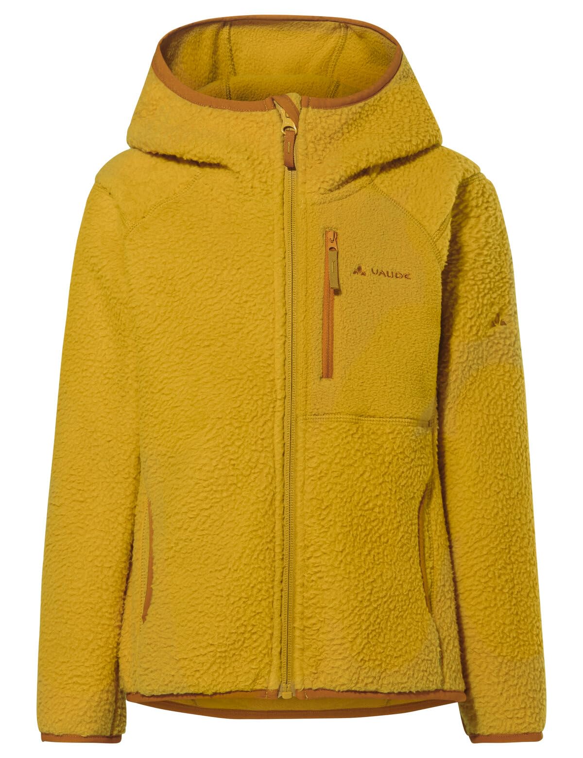 VAUDE Kinder Fleecejacke Kids Torridon Hoody Jacket II, kuschelige und warme Kinder Kapuzenjacke mit Sherpa Fleece, pflegeleicht und schnelltrocknend, savanna, 98