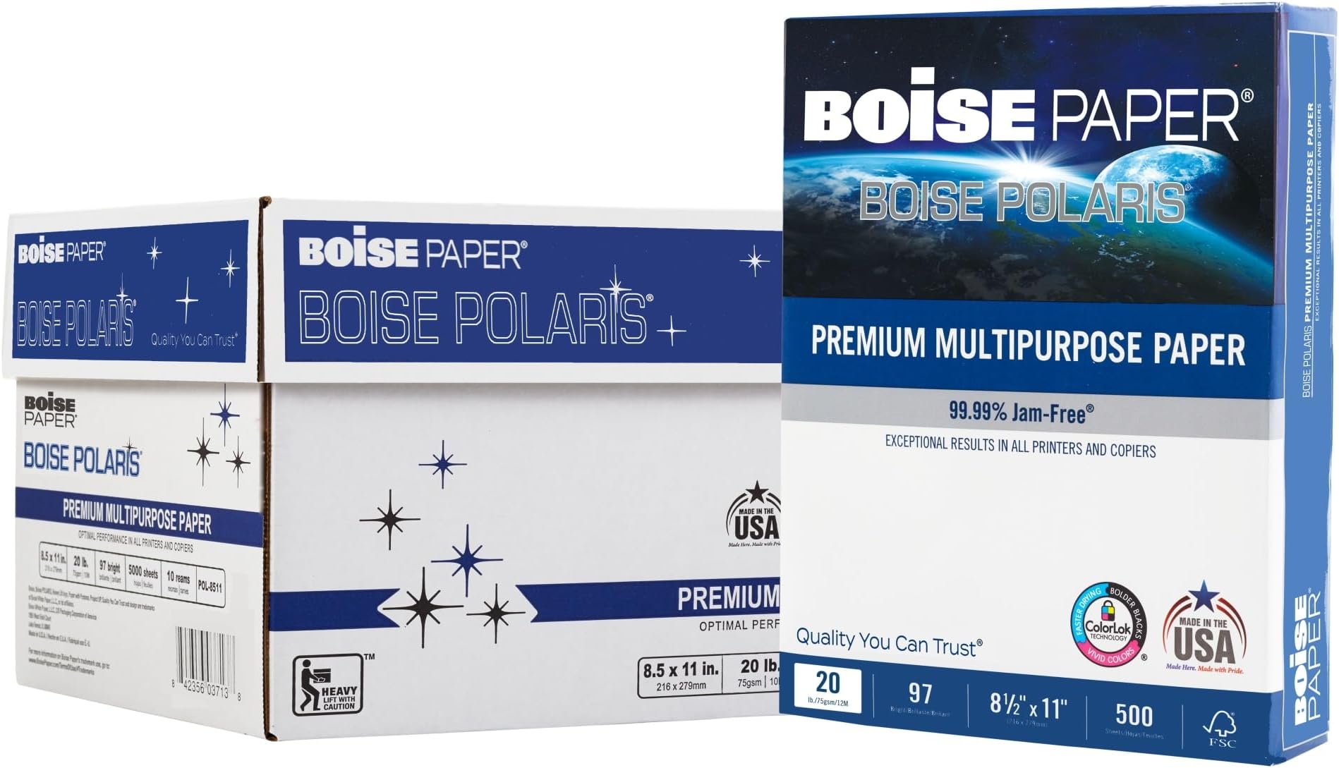 Premium Multi-Use Printer & Copy Paper, 10 Reams, White, Letter (8.5inx11in), 5000 Sheets Per Case, 20 Lb, 97 Brightness, FSC Certified