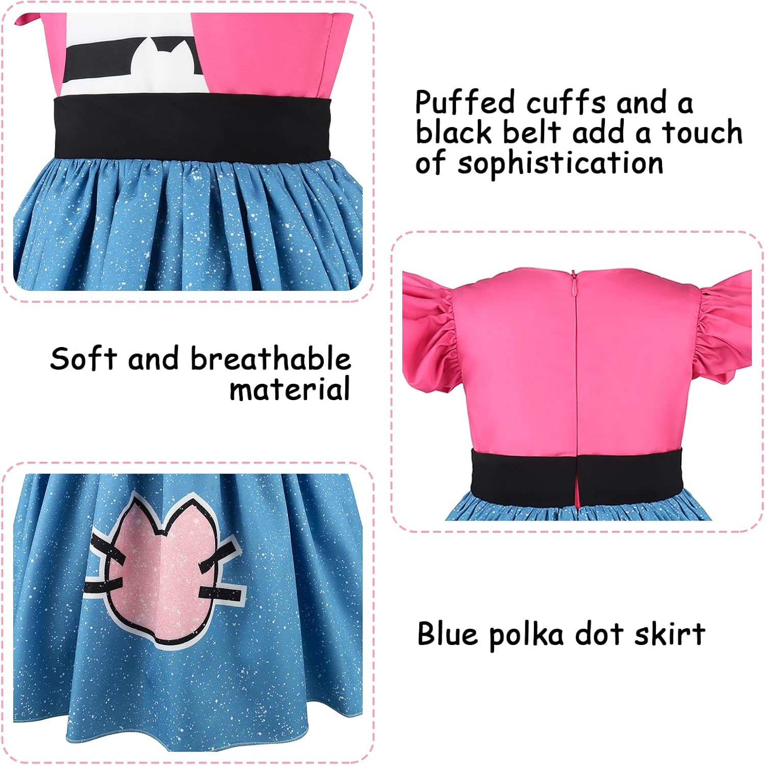 keaiyouhuo Kids Princess Cat Costume Girls Ruffle Sleeve Casual Dresses with Headband Halloween Christmas Birthday Dress up