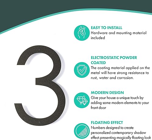 Miniatura 5 de Números de casa flotantes modernos de 18 pulgadas  Números de casa de metal extra grandes para exteriores  Números de dirección de casa con