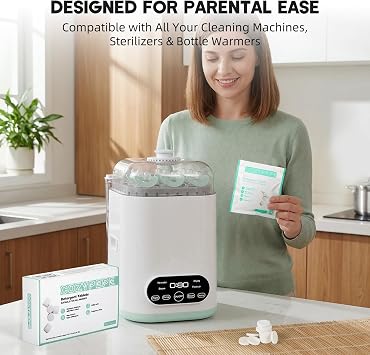 Baby Bottle Washer Detergent Tablets, 150 Count Fast-Dissolving Gentle Formula, Removes Milk Residue Grease & Odor, Compatible with All Brands, for Washer Sterilizer Dryer