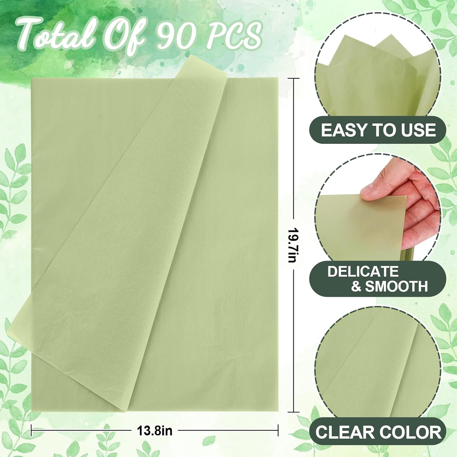 90 Sheet Sa Green Tissue Paper Assorted Gradient Green
