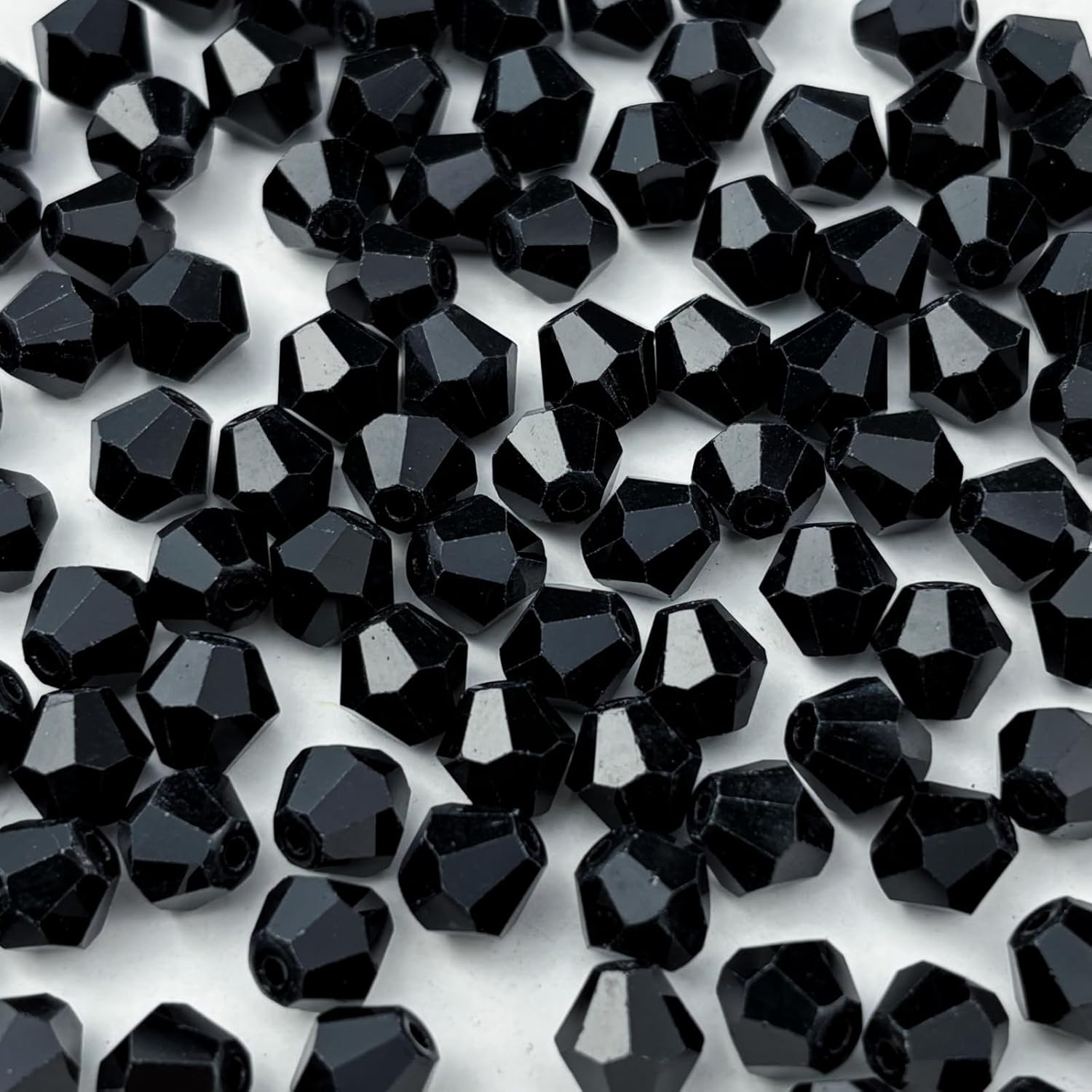 500pcs 3mm Bicone Glass Crystal Beads for Jewelry Making, Faceted Bicone Glass Spacer Beads for Bracelet Earring Necklace DIY Craft(Black)