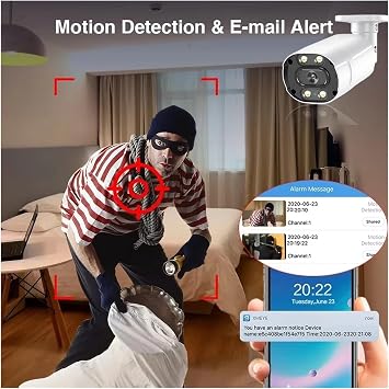 4K 5MP POE NVR Security Camera System 8CH Kit Outdoor IP Bullet CCTV Video Surveillance For Home & Business Motion Detection(2T,8CH NVR 4pcs camera)