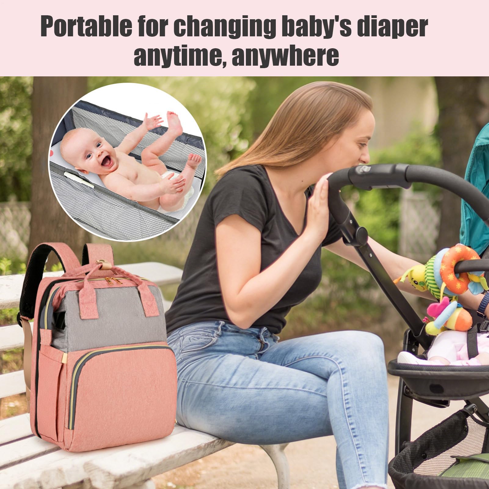 Wickeltasche Leicht Multifunktional Geräumig Tragbar | Babywickeltasche Bietet Platz Für Windeln, Kleidung, Spielzeug, Flaschen Und Eignet Sich Für Auto, Outdoor, Kinderzimmer Und