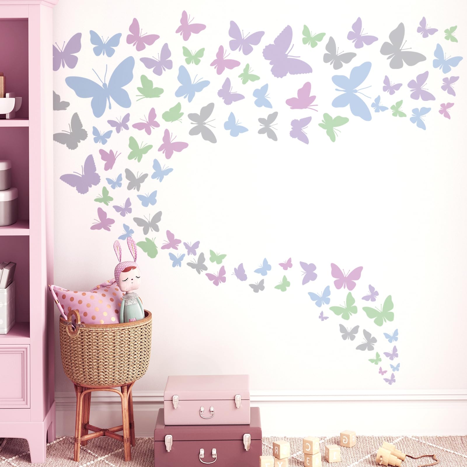 FUFUQUARE Colorful Butterflies Wall Sticker Removable Butterfly Wall Art Decal DIY Home Decoration for Girls Living Room Bedroom Nursery