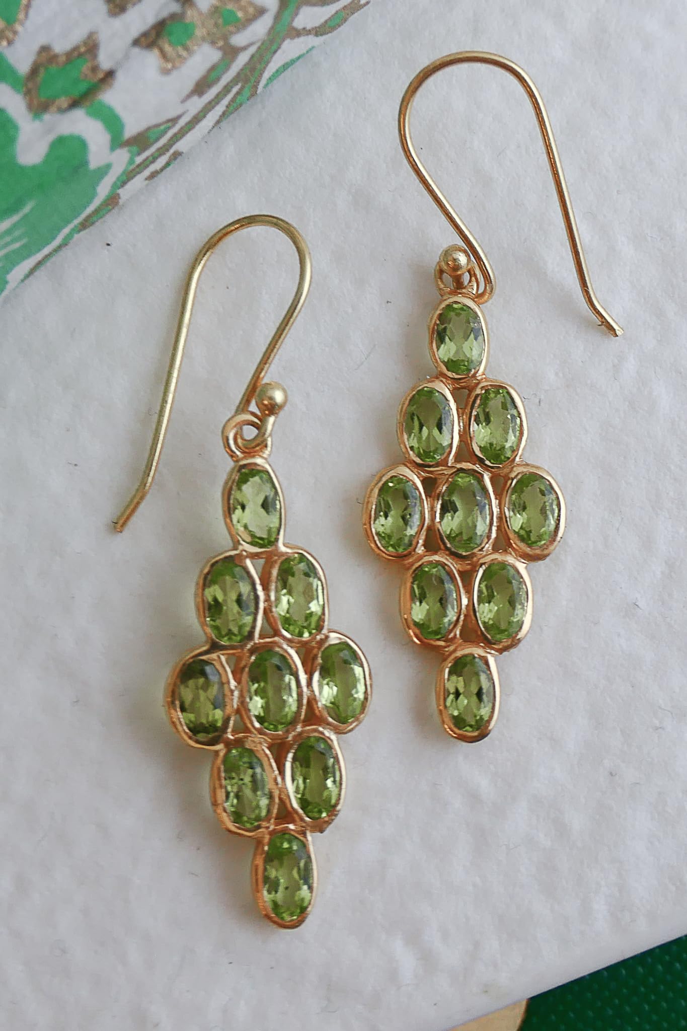 Boucles d'oreilles en argent sterling plaqué or péridot