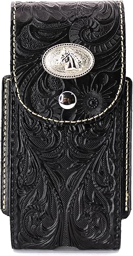 West Star - Funda de cuero universal para teléfono celular con cierre magnético 326B Horse BK