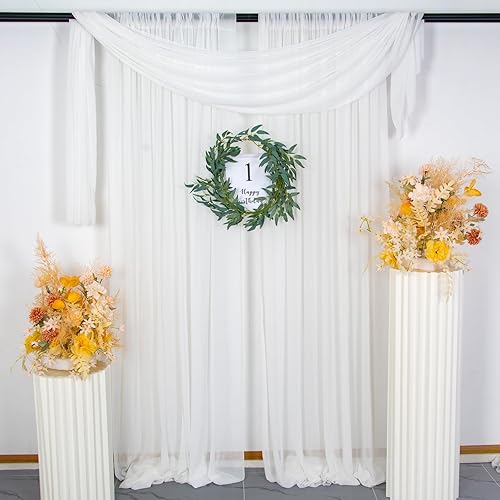 Vista 23 de ShinyBeauty 2 paneles de cortina de gasa negra de 2.4 x 7 pies, cortinas de tul para ventana, cortinas opacas de 84 pulgadas, cortinas de fondo