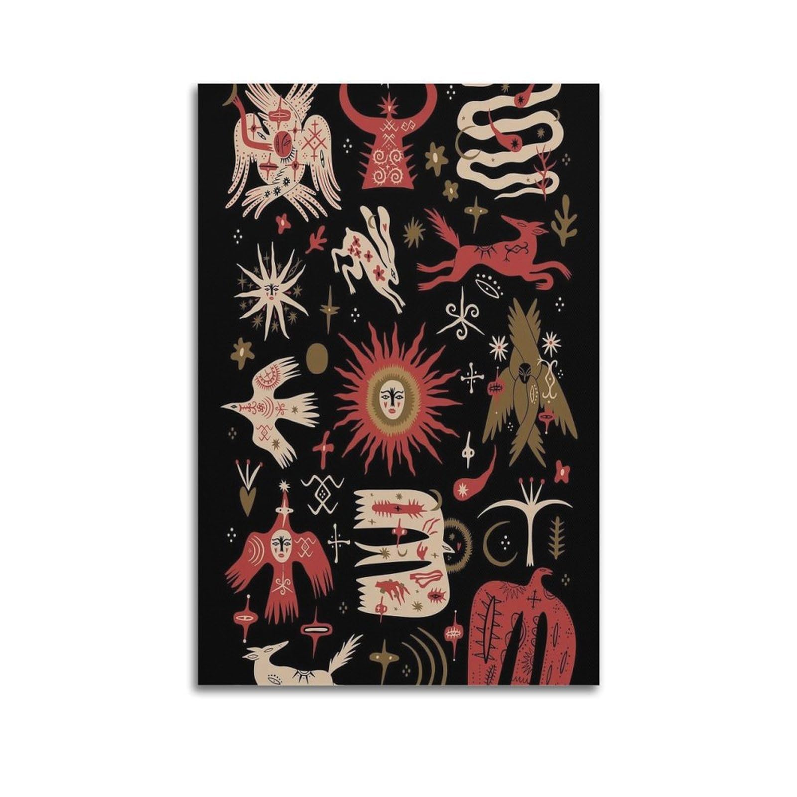 XKUGA Symbol Celestial Folk Mystic Witch Poster Magic Pattern Modern Decorative Canvas Prints - Ideal Wall Art for Family, Man Cave, Game Room, Boys & Girls Bedroom 24x36inch(60x90cm)