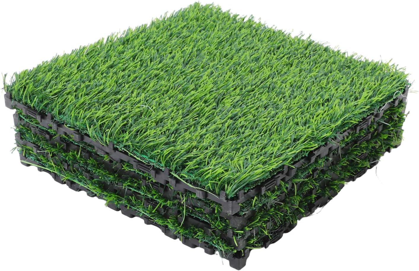 Veemoon 4pcs Artificial Grass Rug Soft Backing Realistic Faux Turf for Use Green Mats for Patios Balconies and Gardens
