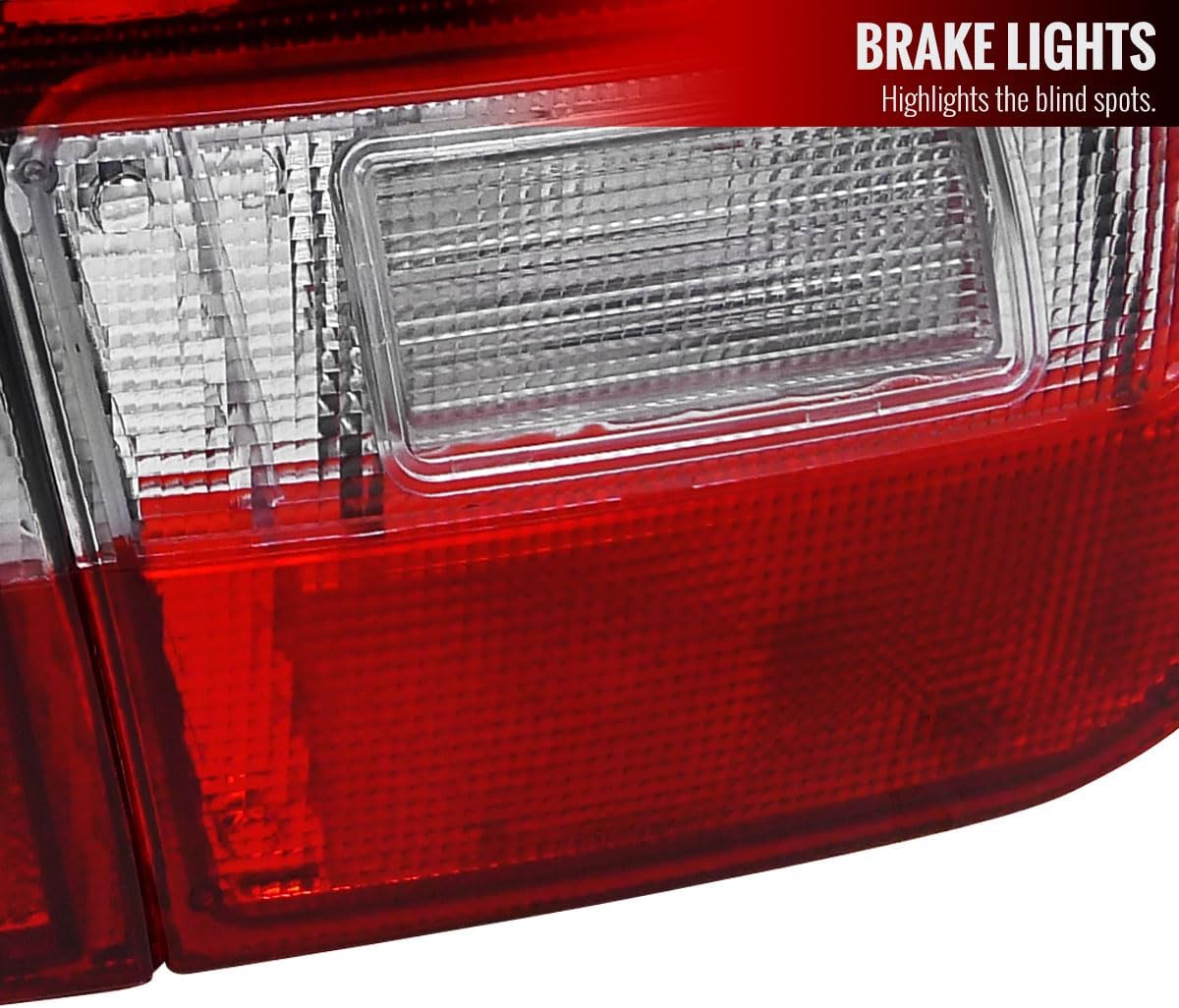 CIVIC COUPE AND SEDAN RED CLEAR TAIL LIGHTS Made for and Compatible with 92-95 HONDA CIVIC