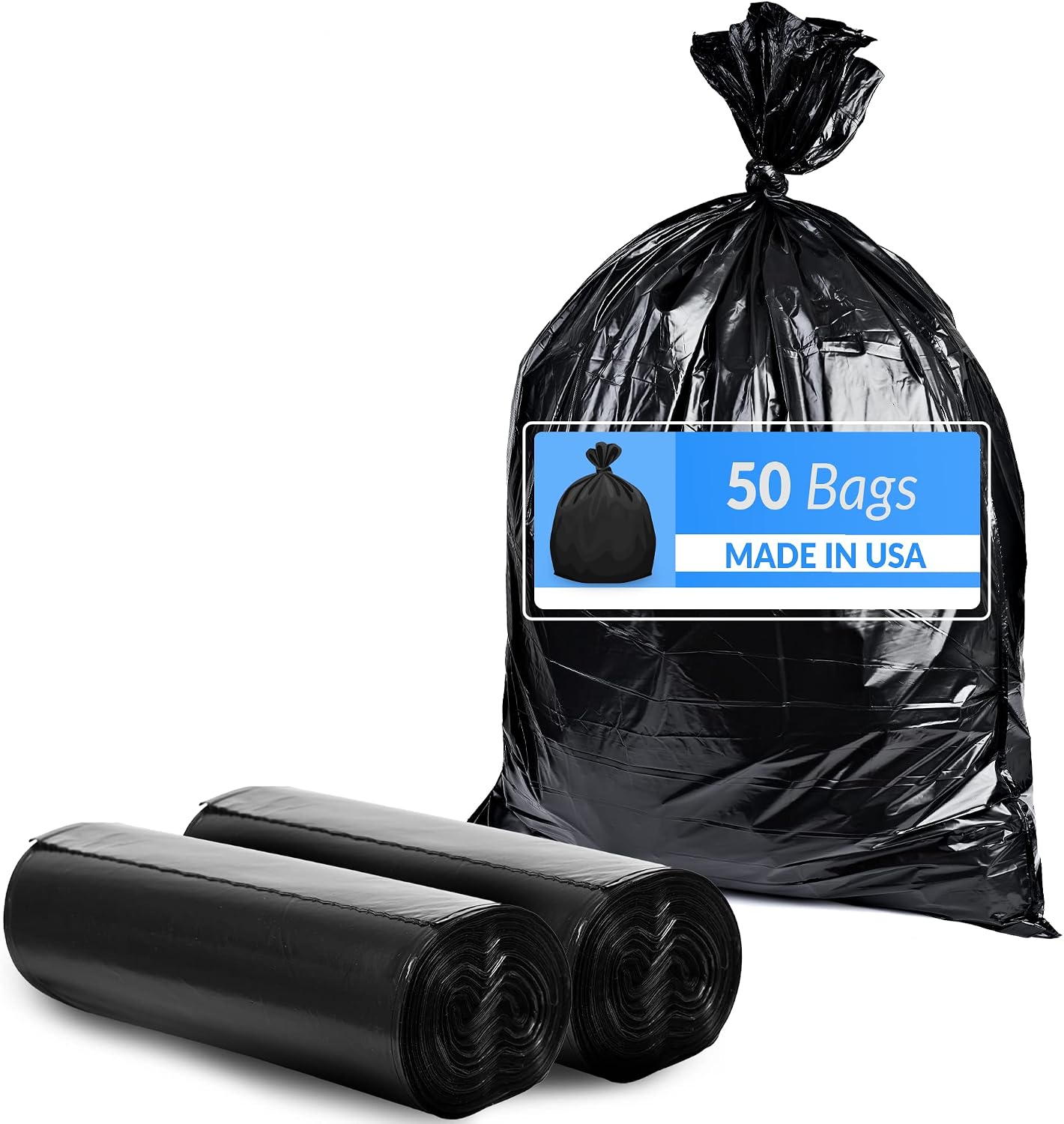 Reli. SuperValue 40-45 Gallon Trash Bags | 50 Count | Made in USA | Heavy Duty | Black Multi-Use Garbage Bags