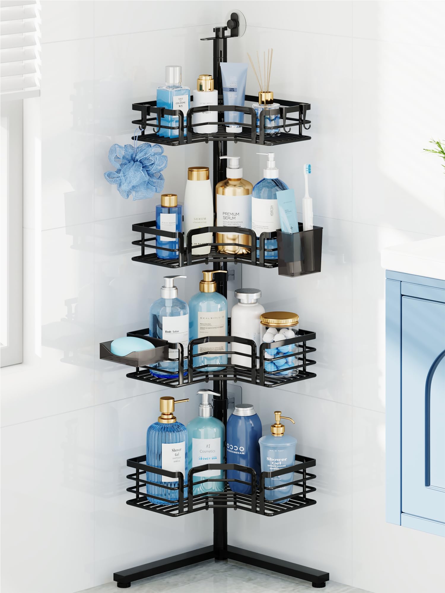 Photo 1 of HapiRm 4-Tier Corner Shower Caddy - Black