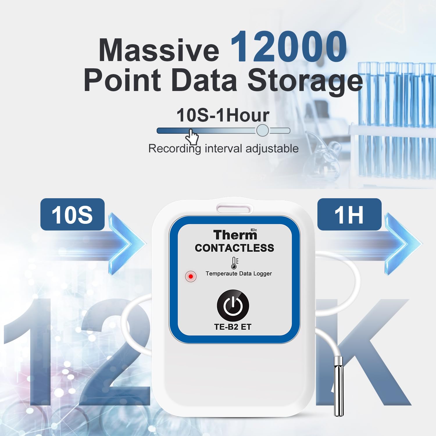 ThermElc TE-B2 ET 5-Pack registrador datos temperatura Bluetooth, kit de mapeo de almacén reutilizable con sonda externa, recopilación de datos por lotes y análisis de gradiente multidispositivo