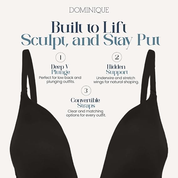 Dominique Uma U Plunge Convertible Bra, Low Back Bra, Lingerie for Women