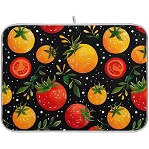Tomato Red Yellow Dish Drying Mat for Kitchen, 18x24 In Dishes Pad for Countertop, Large Dish Drainer Rack Mats Absorbent Fast Dry Kitchen Accessories 20325094