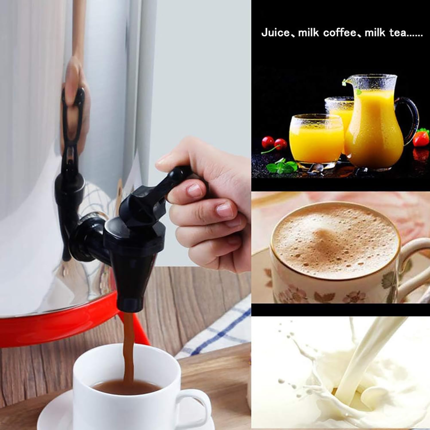 Dispensador de Bebidas con Soporte, Dispensador de Bebidas con Contenedor de Hielo 8L, Dispensador de Limonada de Acero Inoxidable para Fiestas, Buffets, Cafeterías, Bares