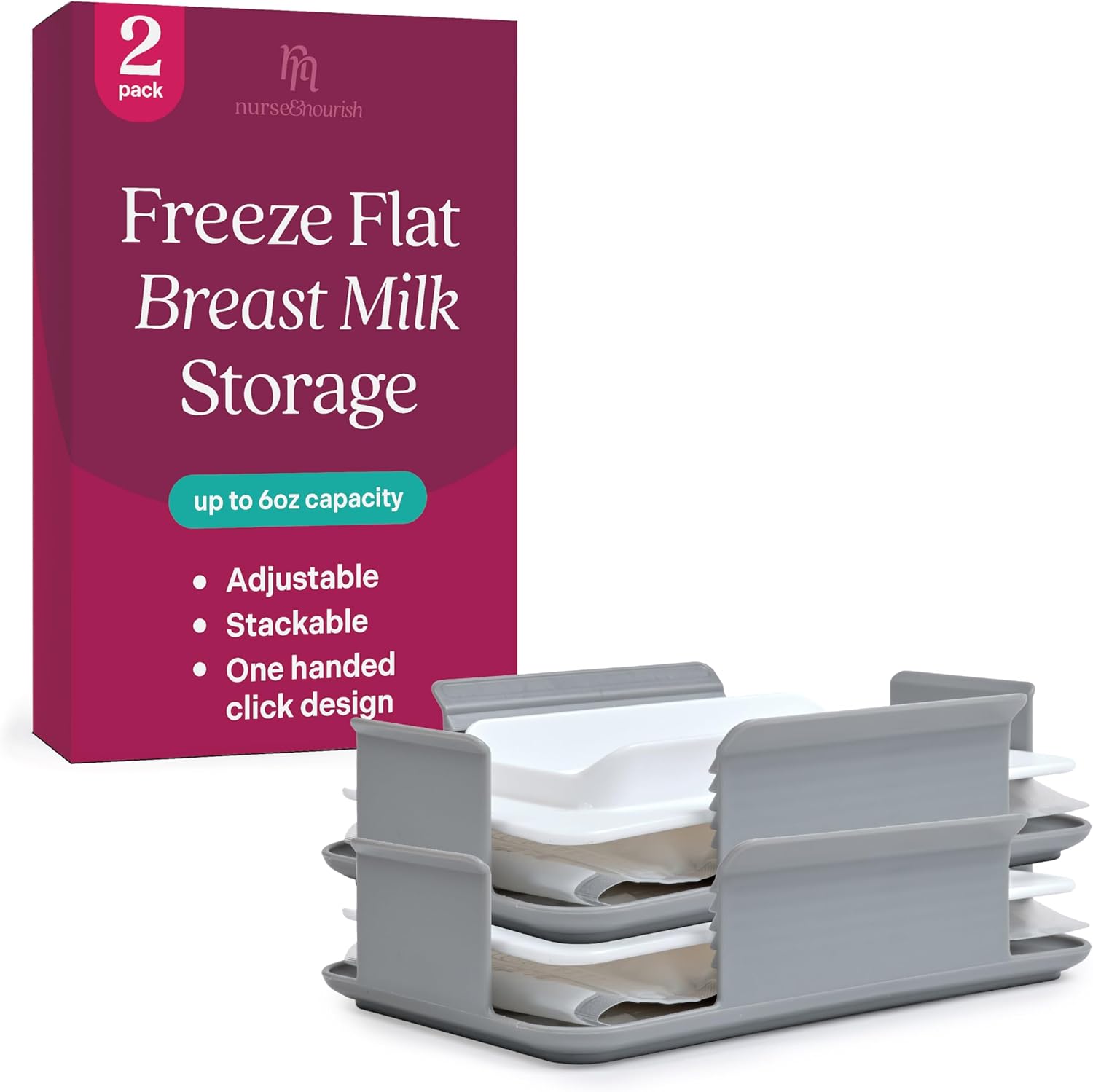 [2 Pack] Freeze Flat BreastMilk Storage – Easy-to-Use Breastmilk Freeze Flat Container – Freeze Flat Breast Milk Organizer Freezer – Breast Milk Freezer Storage Organizer – Freeze Flat for Breast Milk