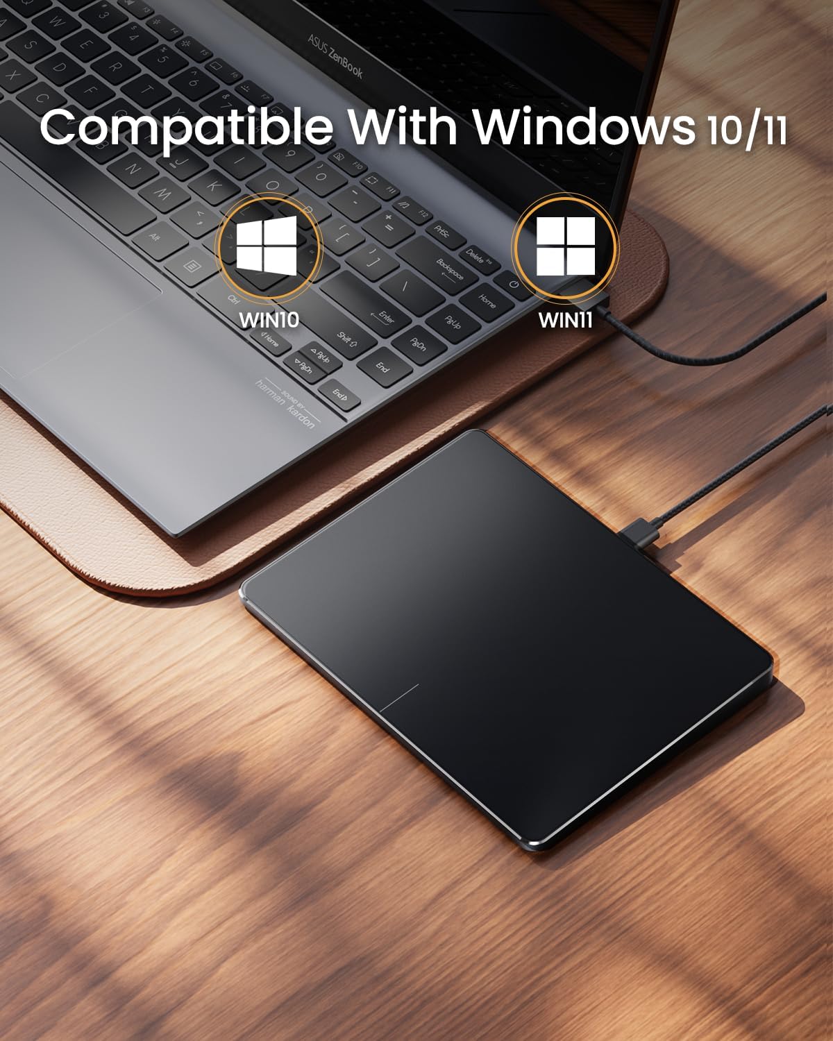 ProtoArc Wired USB Trackpad for Windows 10/11, Large High-Precision T1 Wired Trackpad Mouse with Multi-Gesture, Ultra Slim Portable Aluminum Touchpad Mouse for Computer/Desktop/Laptop, Black