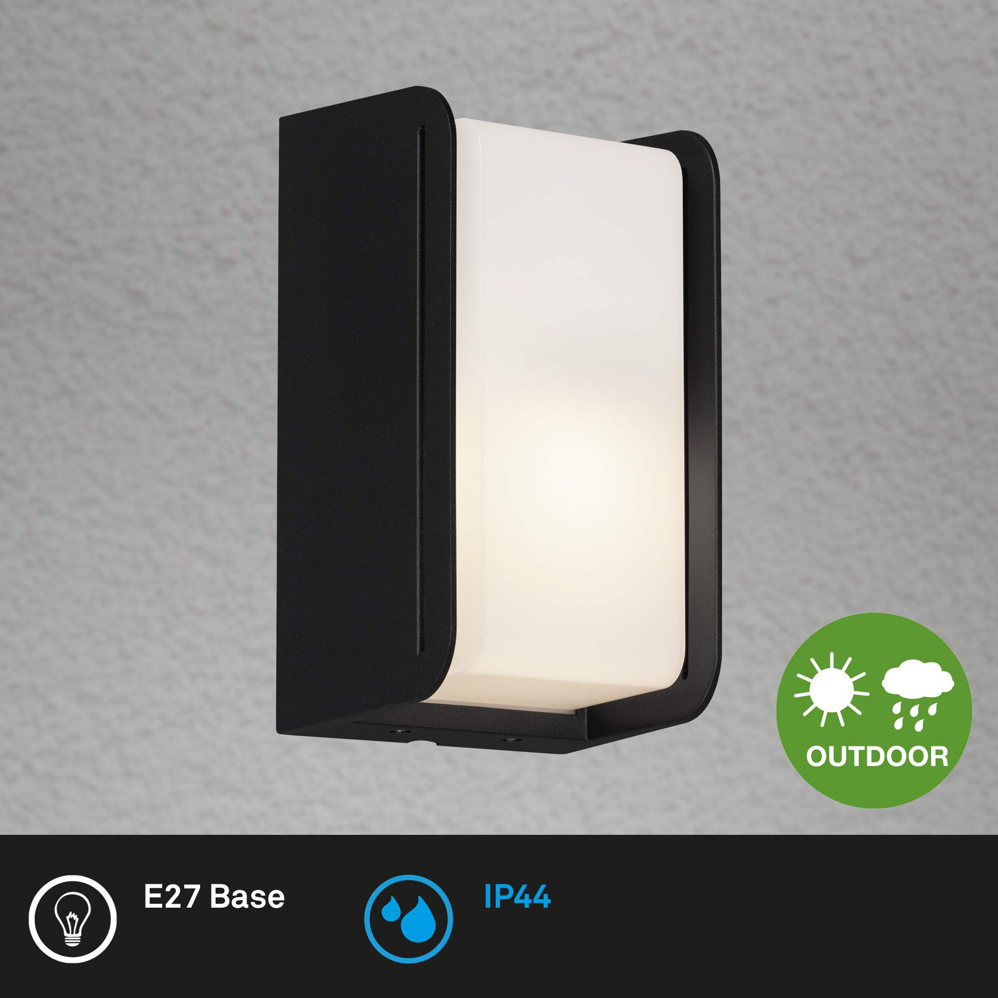 Briloner Leuchten - 3016-015 LED Outdoor Light, IP44, 1x E27, max. 12 Watt, White/Black, 215 x 120 x 100 mm (L x W x H) - Image 2