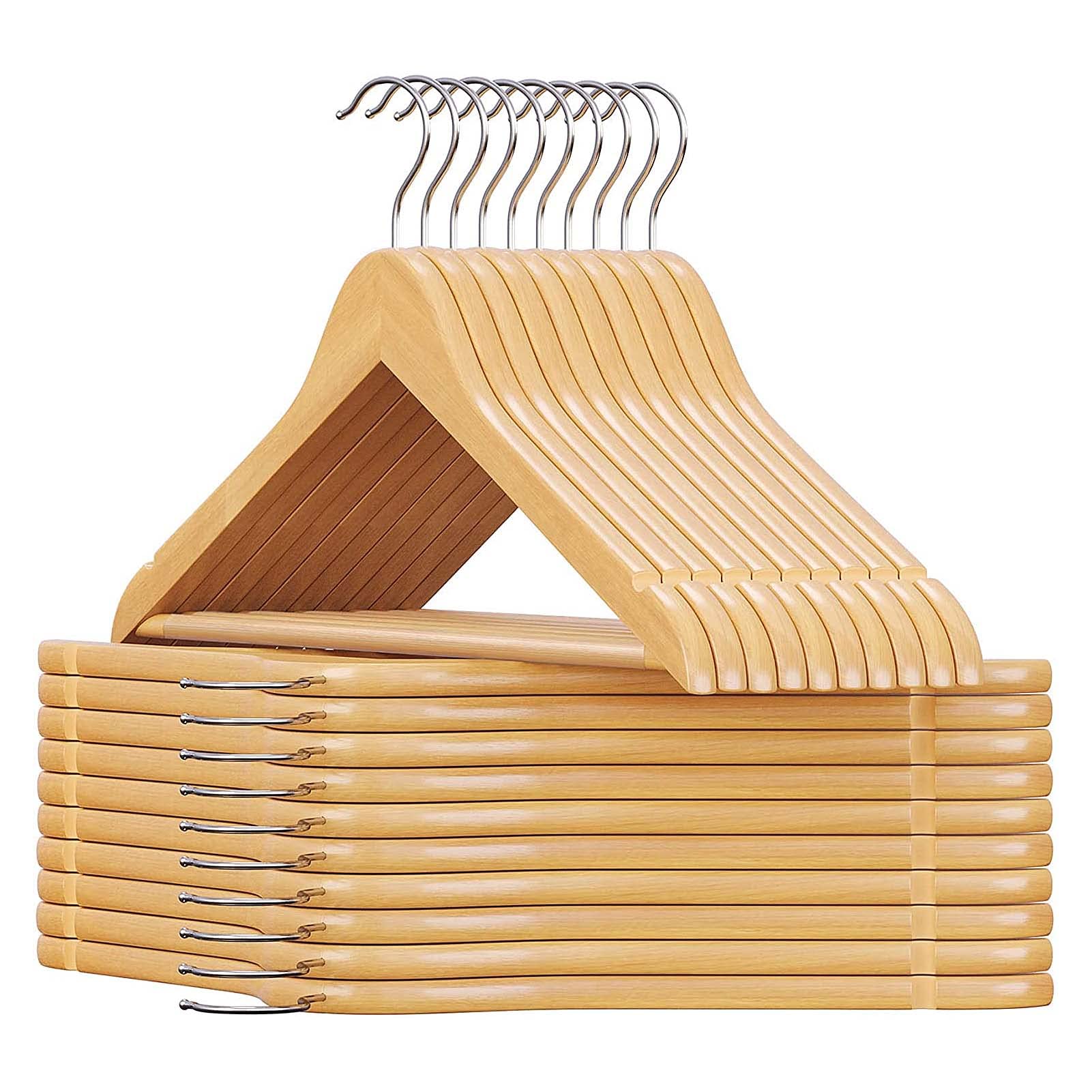 Cintres en bois de garde-robe durable pour adultes - Lot de 20 pièces polyvalentes