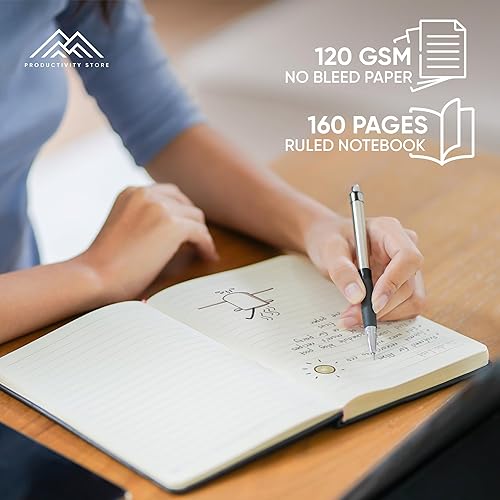 Miniatura 3 de PRODUCTIVITY STORE Cuaderno y diario de cuero rayado  Cuaderno A5 de cuero vegano de tapa dura de 5 x 8 pulgadas con papel grueso de alta calidad a