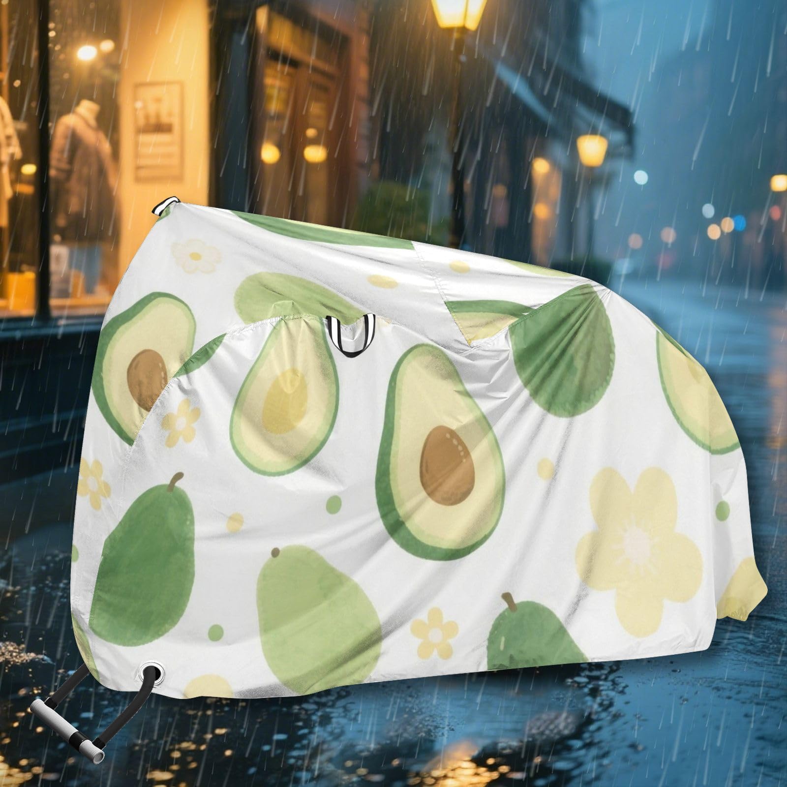 Housse de vélo imperméable avec trous de verrouillage pour intérieur et extérieur - Convient à la plupart des protections pour vélo électrique - Vert avocat