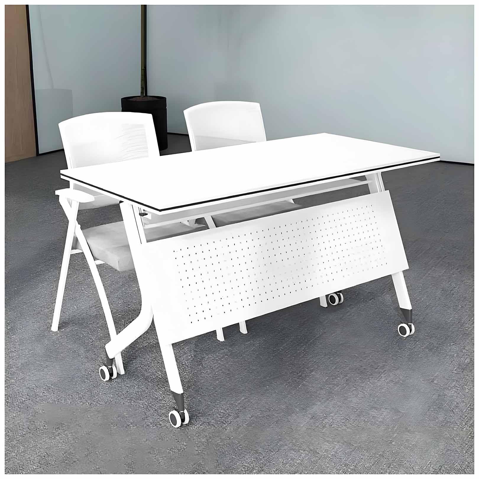 Table de réunion à pliage rapide avec roulettes verrouillables pour bureau, séminaire et utilisation collaborative