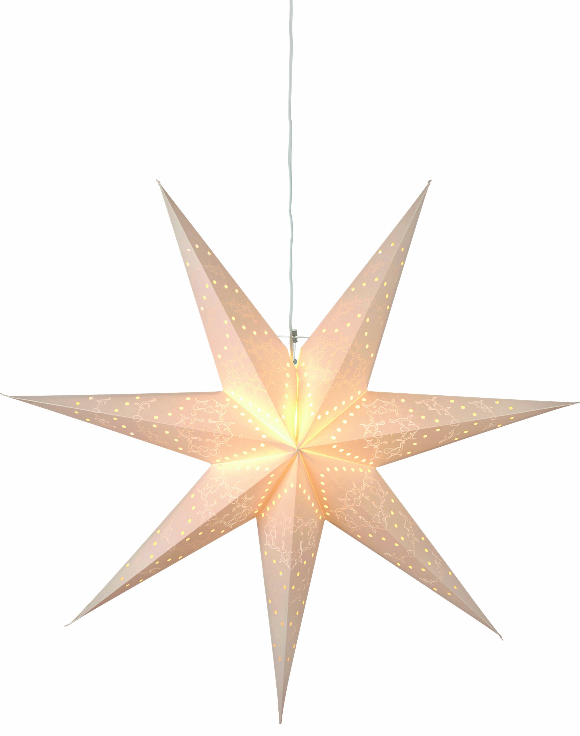Weihnachtsstern Sensy von Star Trading, 3D Papierstern Weihnachten in Weiß, Dekostern zum Aufhängen mit Kabel, E14 Fassung, Ø: 100 cm