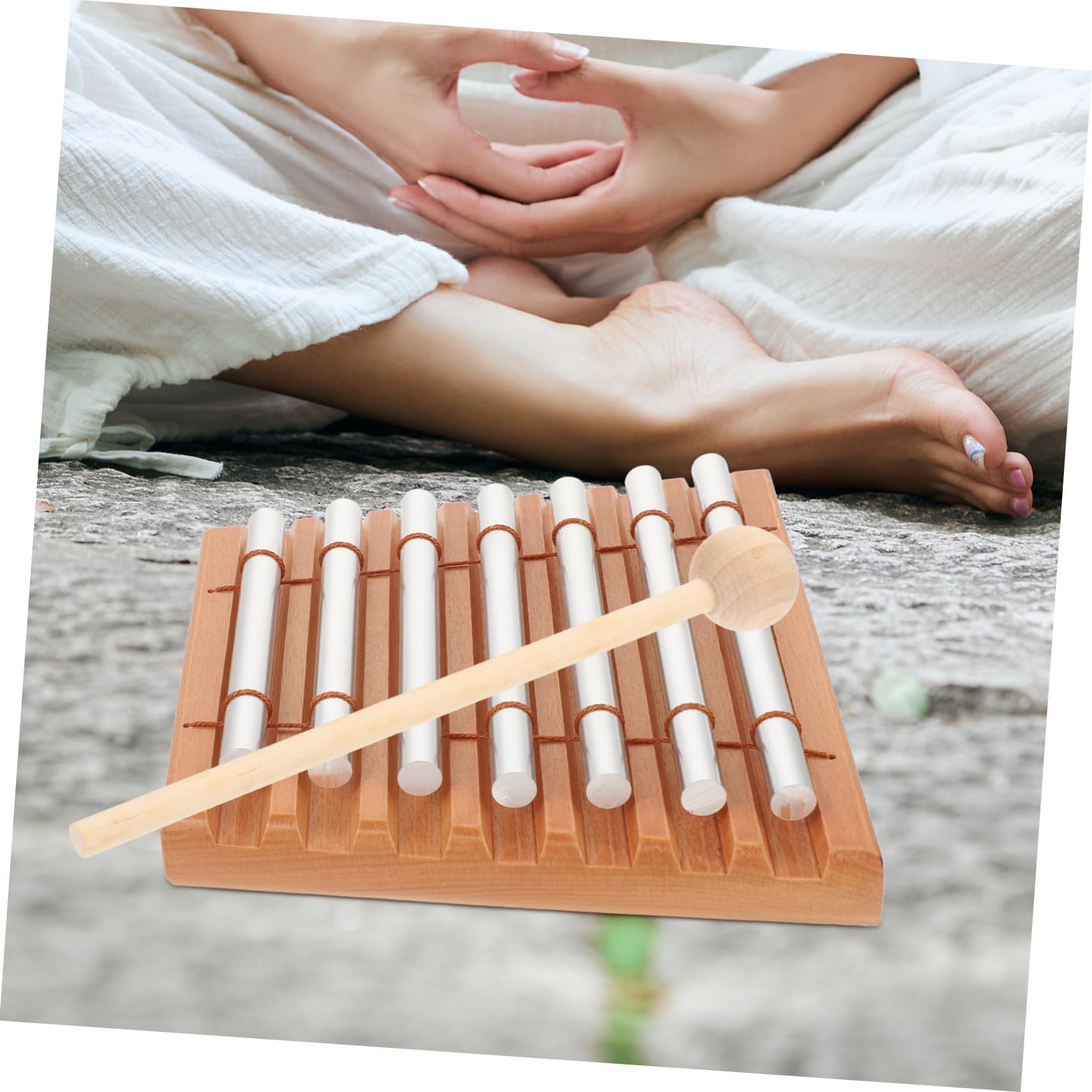Mikikit Campanelli a Percussione per Ragazzo Ragazza a 7 Toni, Strumento Musicale Educativo in Metallo e Legno, Giocattolo Ricreativo per Scuole e Famiglie, Set per Coordinazione