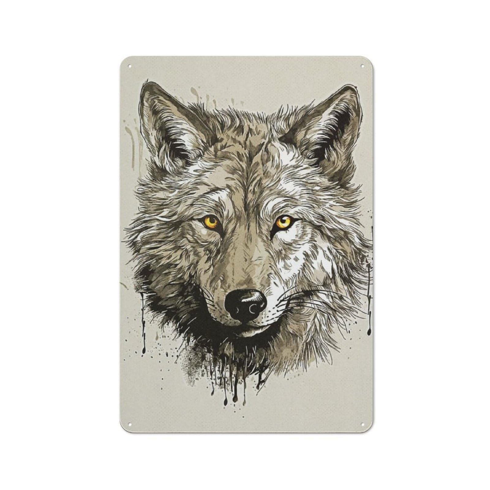 Junmoney Vintage Paint Wolf Loft Style Metal Wall Sign 30X20cm Featuring Studio Wall Art For Loft, Studio, Office Or Creative Room