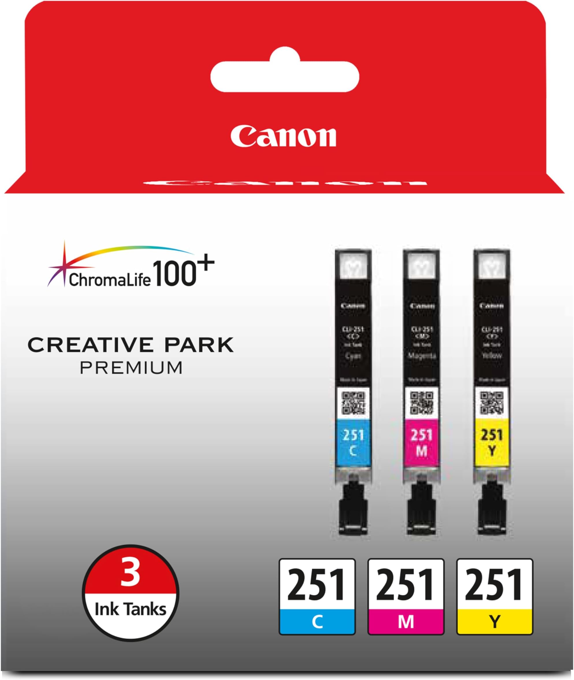 Canon CLI-251 Genuine Three Color Multi Pack, Compatible with MG6320, iP7220 & MG5420, MX922, MG7120, MG6420, MG5520, iX6820, iP8720, MG7520, MG6620, and MG5620 (Optional) Printers