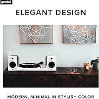 Vista 3 de Gemini Sound TT-900-Tocadiscos de 3 velocidades con Bluetooth, altavoces estéreo de 2 vías y ajuste de tono (blanco)