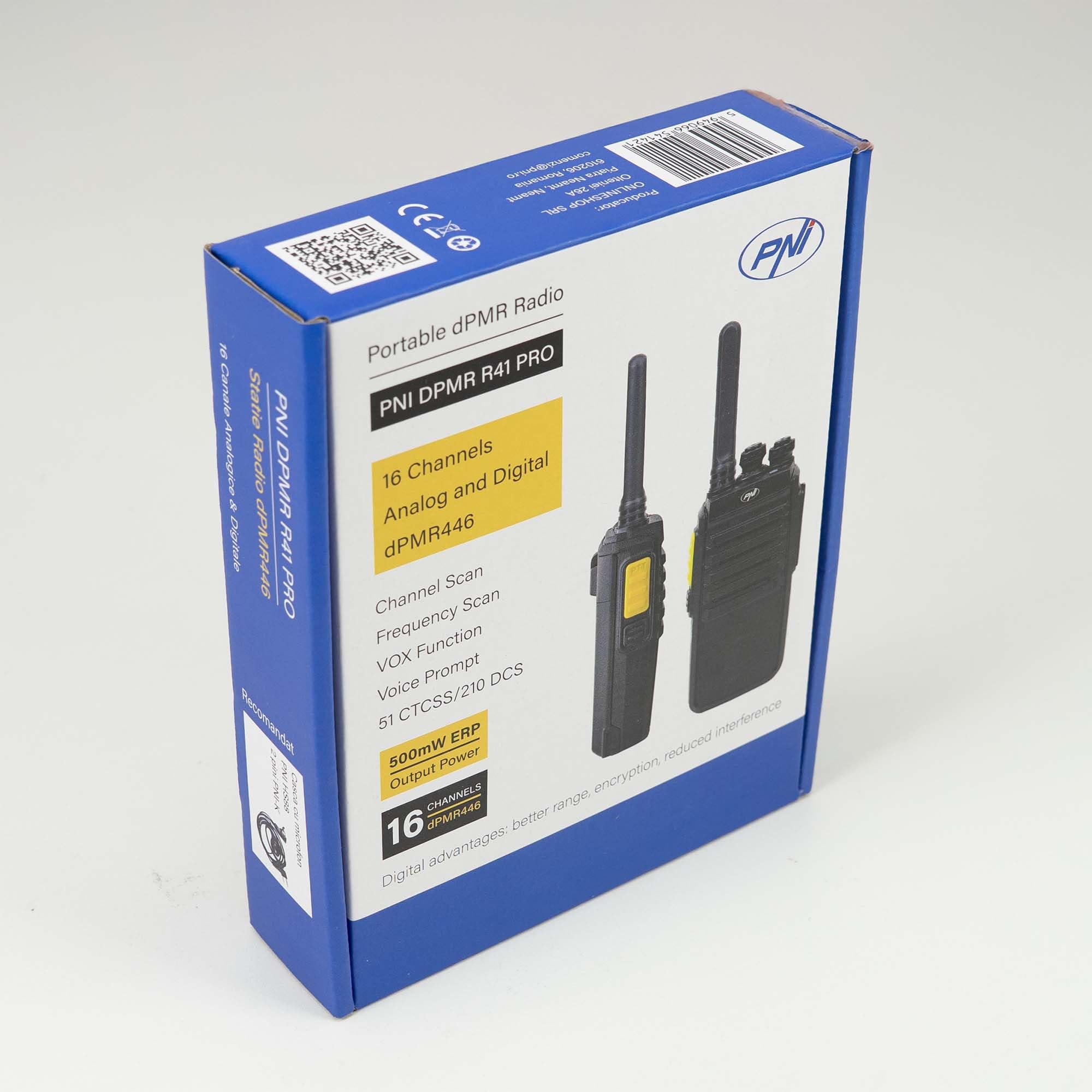 Przenośna stacja radiowa PNI DPMR R41 PRO 0,5 W, 16CH, VOX, programowalna, 1500 mAh, słuchawki z mikrofonem w zestawie